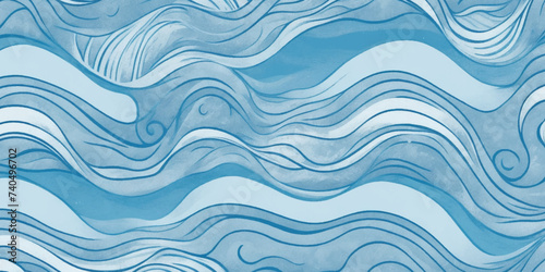 Sea water ocean wave vector background. Blue water ocean sea wave seamless background. Water  ocean wave white and soft blue aqua, teal texture. © Vactor Viky