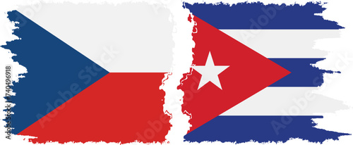 Cuba and Czech grunge flags connection vector