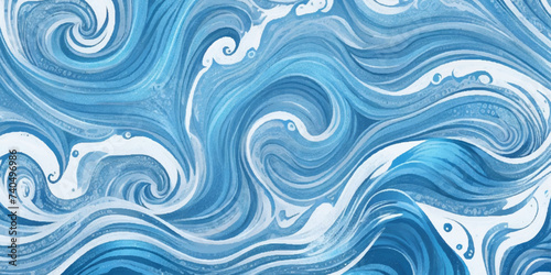 Seamless wave water ocean soft blue curve line background. Water ocean wave white and soft blue aqua, teal texture. Vector sea, wave, water background.