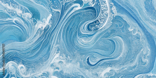 Vector watercolor ocean wave line blue and white background. Ocean sea art with natural template. Seamless soft blue ocean pattern wave water background.