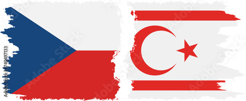 Turkish Republic of Northern Cyprus and Czech grunge flags conne