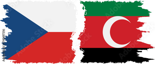 Darfur and Czech grunge flags connection vector