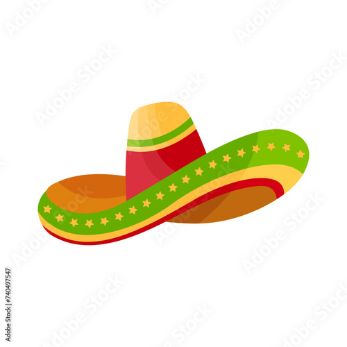 Mexican sombrero hat flat vector design on white background