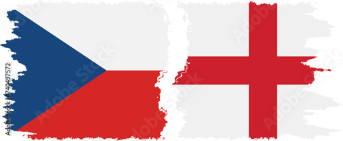 England and Czech grunge flags connection vector