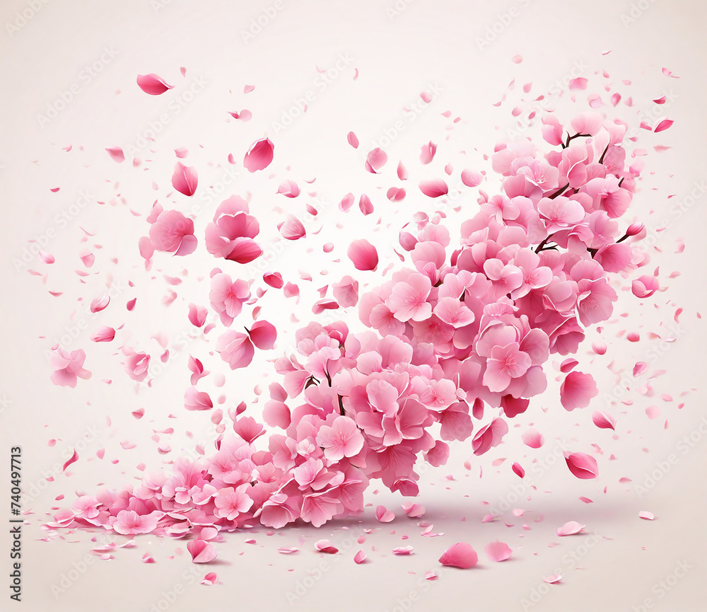 Pink Rose Petals on Background with Hearts, Flowers, and Watercolor Texture Pink Rose Petals on Background with Hearts, Flowers, and Watercolor Texture