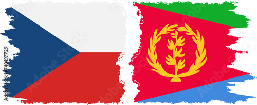 Eritrea and Czech grunge flags connection vector