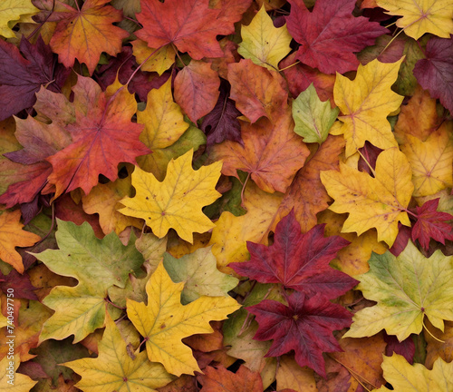 Colorful Autumn Maple Leaves Background in Nature