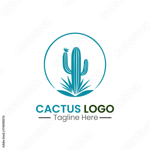 cactus logo icon vector design template photo