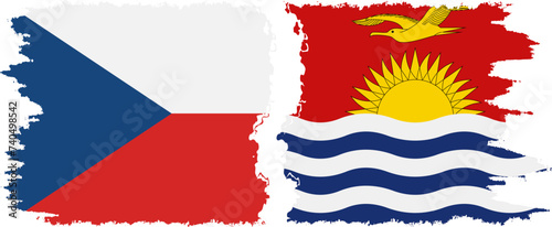 Kiribati and Czech grunge flags connection vector