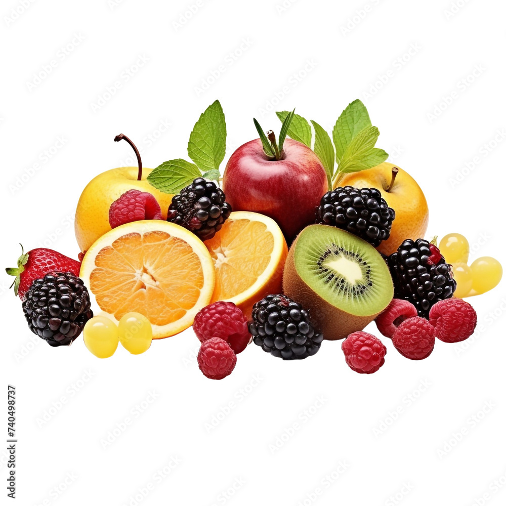 Mix fruits isolated on transparent background Mix fruits isolated on transparent background