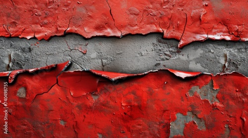 Red Texture Background with Torn Border Gray Textured Layer Underneath - Red is Vibrant Rough Fabric Like Appearance Wallpaper created with Generative AI Technology