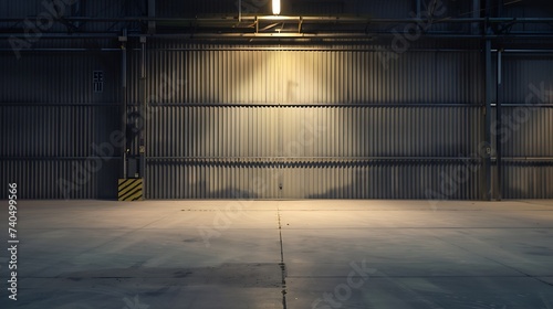 Empty warehouse wall, can be used as industrial background : Generative AI