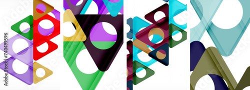 Abstract background set featuring captivating triangles. Harmonious blend of geometry and style, these designs bring modern flair