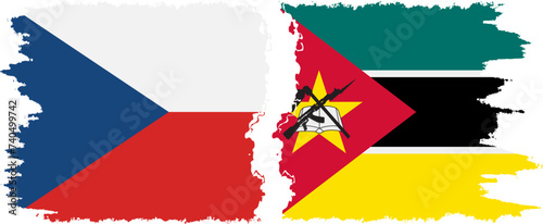 Mozambique and Czech grunge flags connection vector