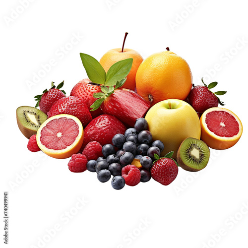 Mix fruits isolated on transparent background