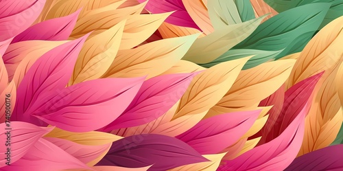 Seamless pattern with colorful leaves on dark background, Generative AI illustrations.