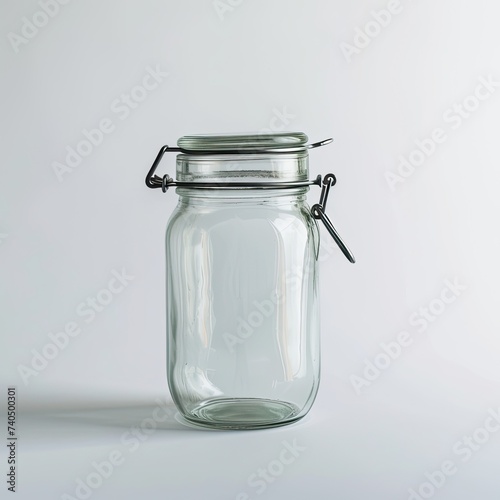 Transparent glass jar on a white background