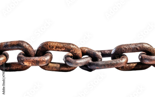 A detailed view of a chain, showcasing its intricate design and texture. Isolated on a Transparent Background PNG.