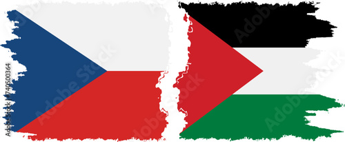 Palestine and Czech grunge flags connection vector