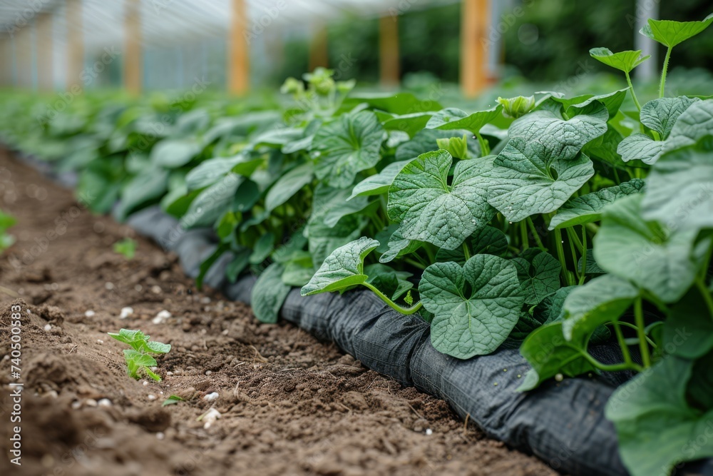 Flowering of cucumbers in the greenhouse. The ovary of cucumbers in the summer. Vegetable plantation. Flowering of cucumbers in the greenhouse. The ovary of cucumbers in the summer. Vegetable plantation.