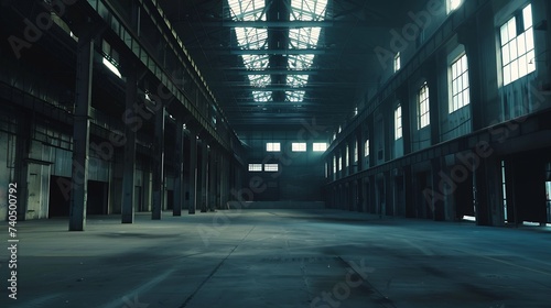 Industrial building inside. Metallurgical plant interior. Large dark Factory workshop : Generative AI