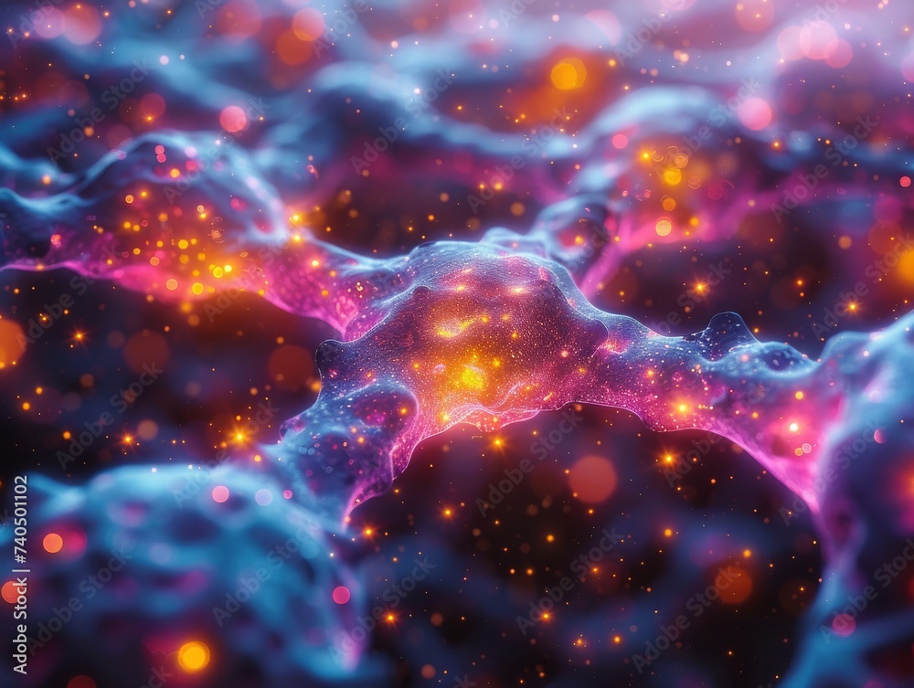 Insulin molecule amidst a cluster of galaxies regulating the energy flow like a cosmic metabolic process Insulin molecule amidst a cluster of galaxies regulating the energy flow like a cosmic metabolic process