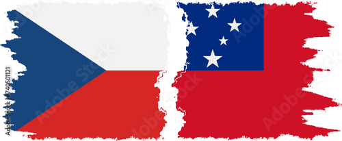 Independent State and Czech grunge flags connection vector