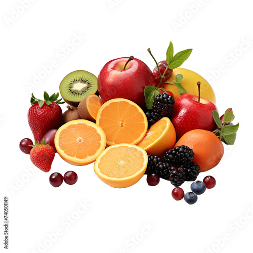 Mix fruits isolated on transparent background