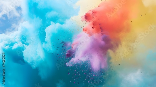 colored powder flying. Holy festival concept.