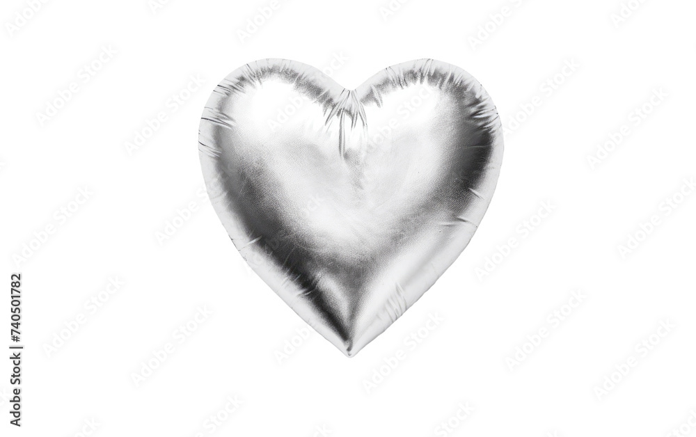 A heart shaped foil balloon floats. Isolated on a Transparent Background PNG.