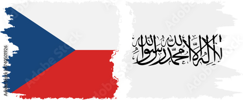 Afghanistan and Czech grunge flags connection vector