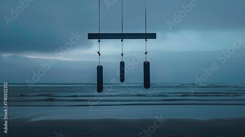 koshi chimes, beach background, night time, minimalistic, photogenic