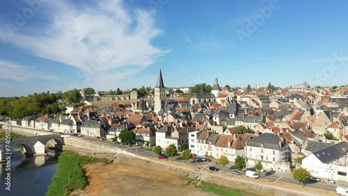 The medieval town center of Charite sur Loire in Europe, France, Burgundy, Nievre, in summer, on a sunny day. photo