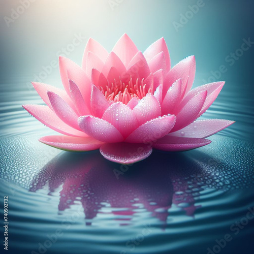pink water lily with reflection