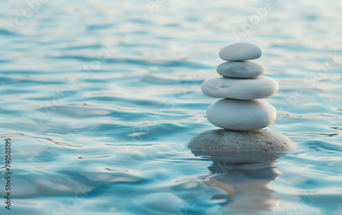 Balancing Stones in Water. Zen Concept. Zen Buddhist scene.