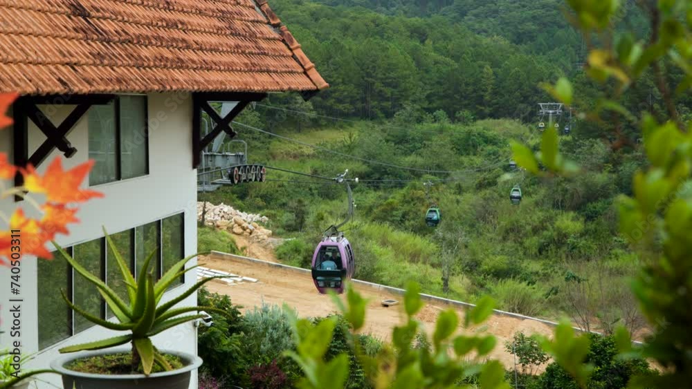Gondolas Arriving and Departing From Da Lat Cable Car Station Near Truc Lam Monastery