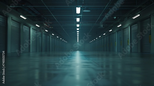 Interior of a very large empty storage room : Generative AI © Generative AI