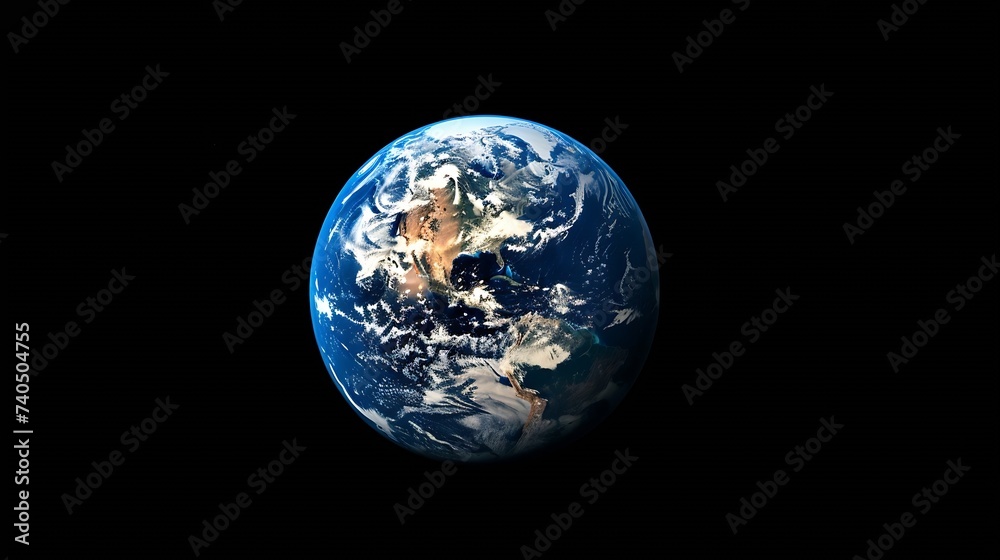 Earth globe on black background Earth sphere Earth planet template for banner Elements of this image  : Generative AI
