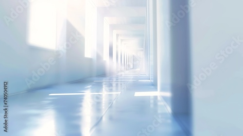Wide Blurred Empty Abstract Building Pathway Background From Perspective Building Hallway for banner background, way go to success concept : Generative AI
