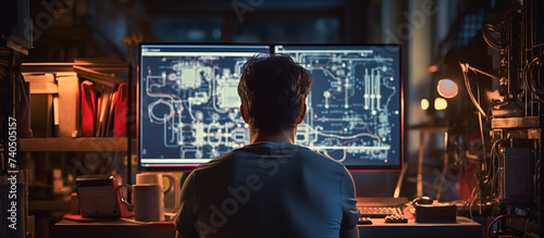 a Man focus working on old dekstop computer