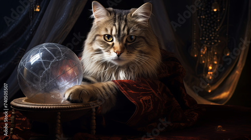 magnificent fortune-telling vehicle gazes into the future with the help of a mystical crystal ball, embodying a fantasy concept