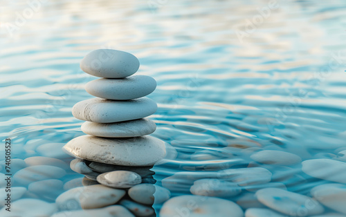 Balancing Stones in Water. Zen Concept. Zen Buddhist scene.