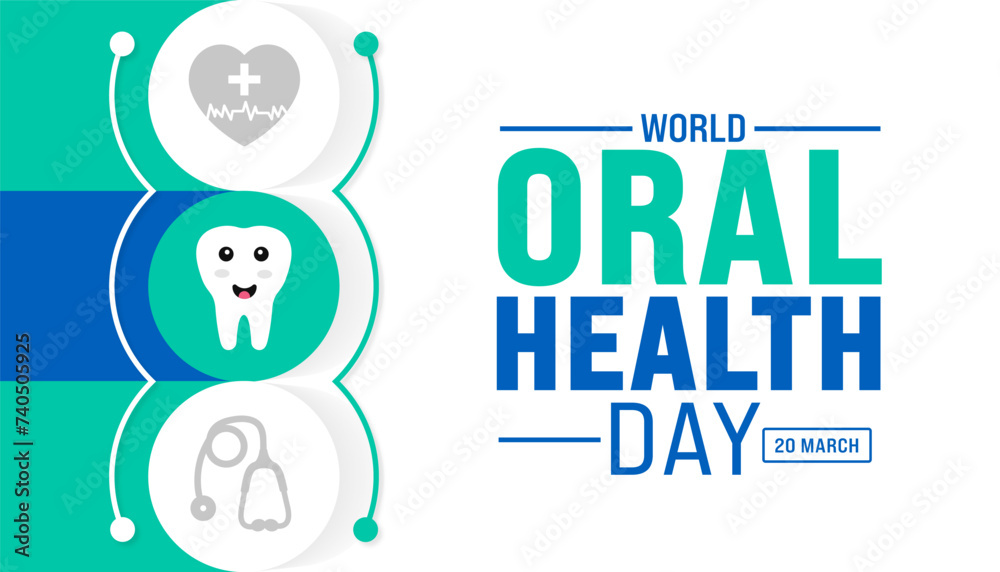 March is World Oral Health Day background template. Holiday concept. use to background, banner, placard, card, and poster design template with text inscription and standard color. vector illustration.