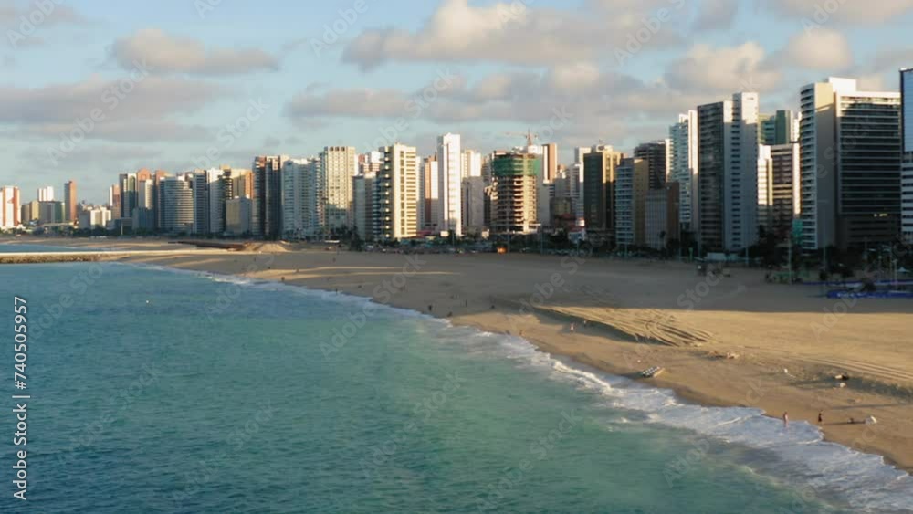 Aerial view from the ocean to the buildings in front of the beach, Fortaleza, Ceara, Brazil Aerial view from the ocean to the buildings in front of the beach, Fortaleza, Ceara, Brazil
