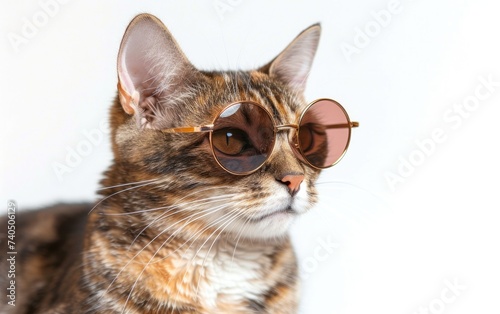 Exotic Shorthair cat with sunglasses on a professional background
