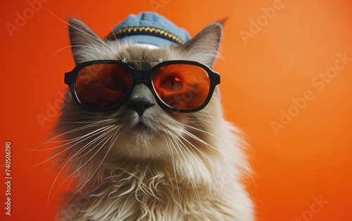 Himalayan cat with sunglasses on a professional background © hakule