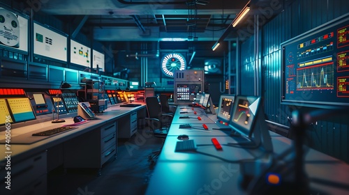 An overview of the controle room at an industrial area : Generative AI