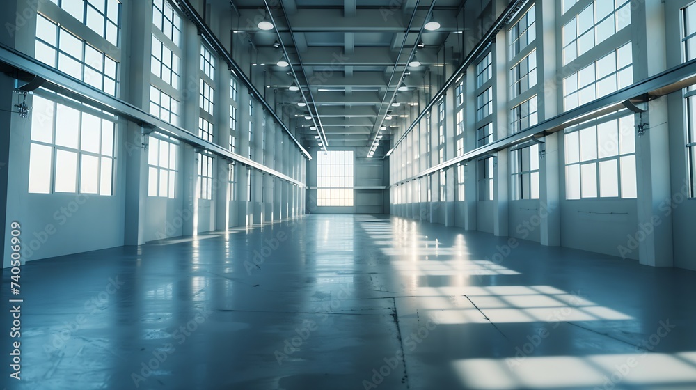 Industrial building interior with frames : Generative AI Industrial building interior with frames : Generative AI