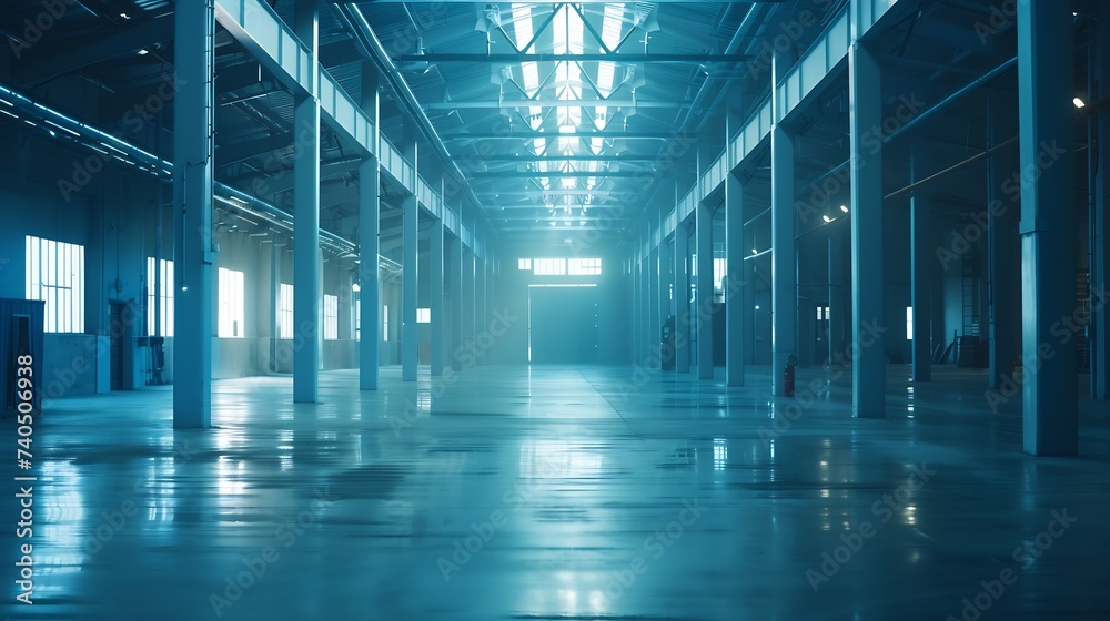 interior of a warehouse ,clean and empty : Generative AI