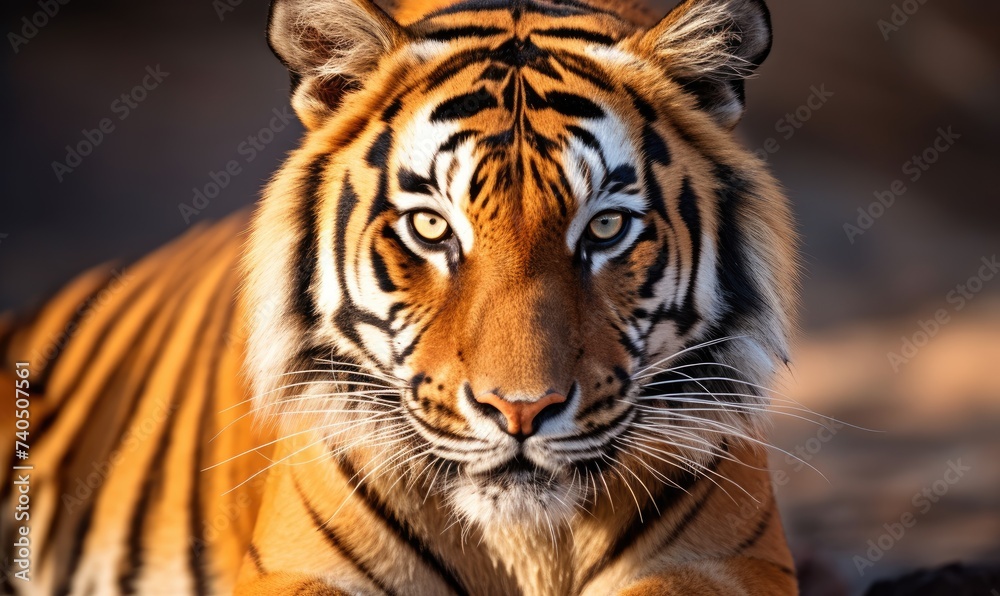Close Up of Tiger Lying on Ground